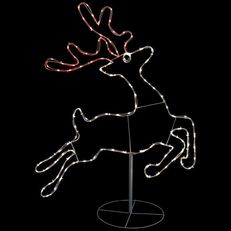 36" Lighted Running Reindeer Silhouette Outdoor Christmas Decor - White