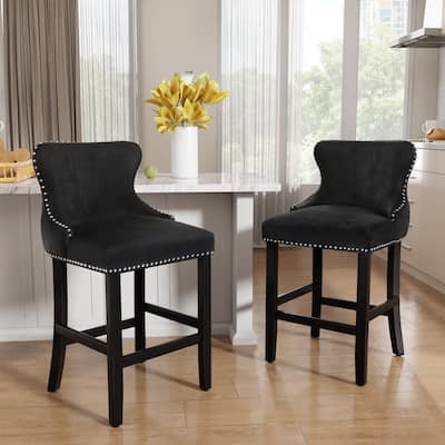 Upholstered Wing Back Bar Stools (Set of 2)