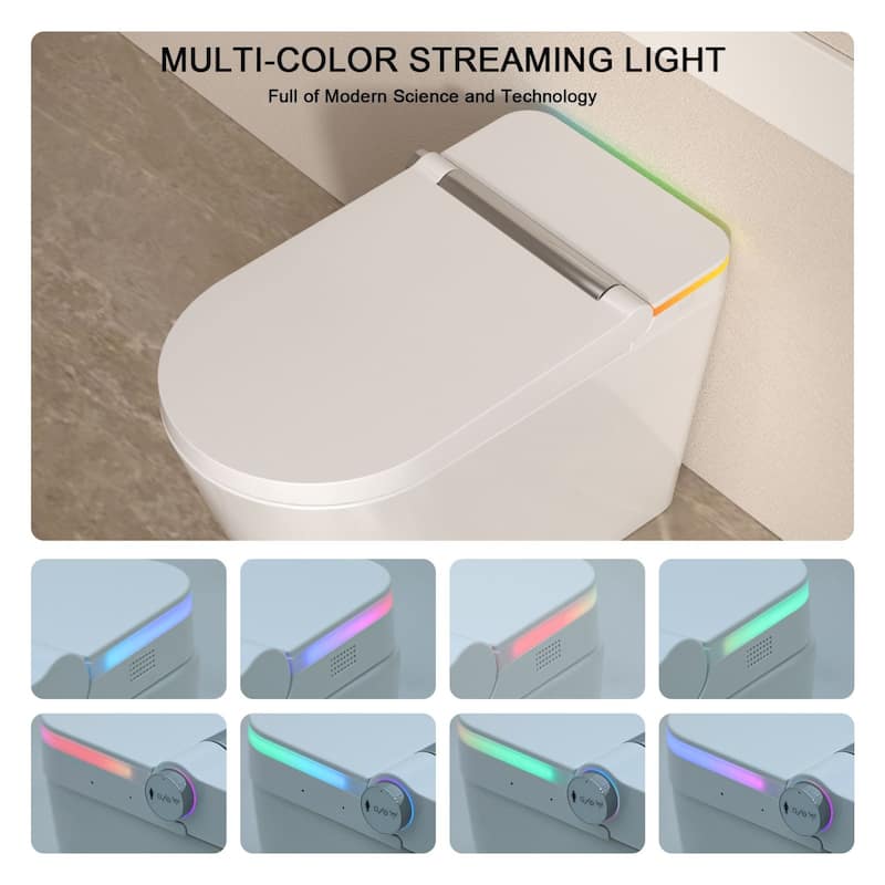 1-Piece 1.28 GPF Auto Single Flush Elongated Bidet Toilet Smart Toilet in White