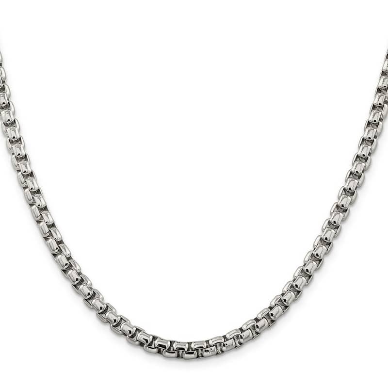 Curata 925 Sterling Silver 5.20mm Round Box Chain Necklace for Men