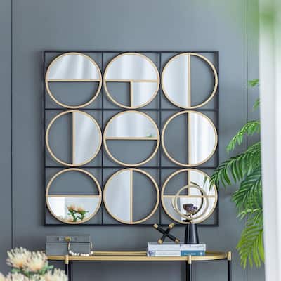 Metal Beaded Black Wall Mirror