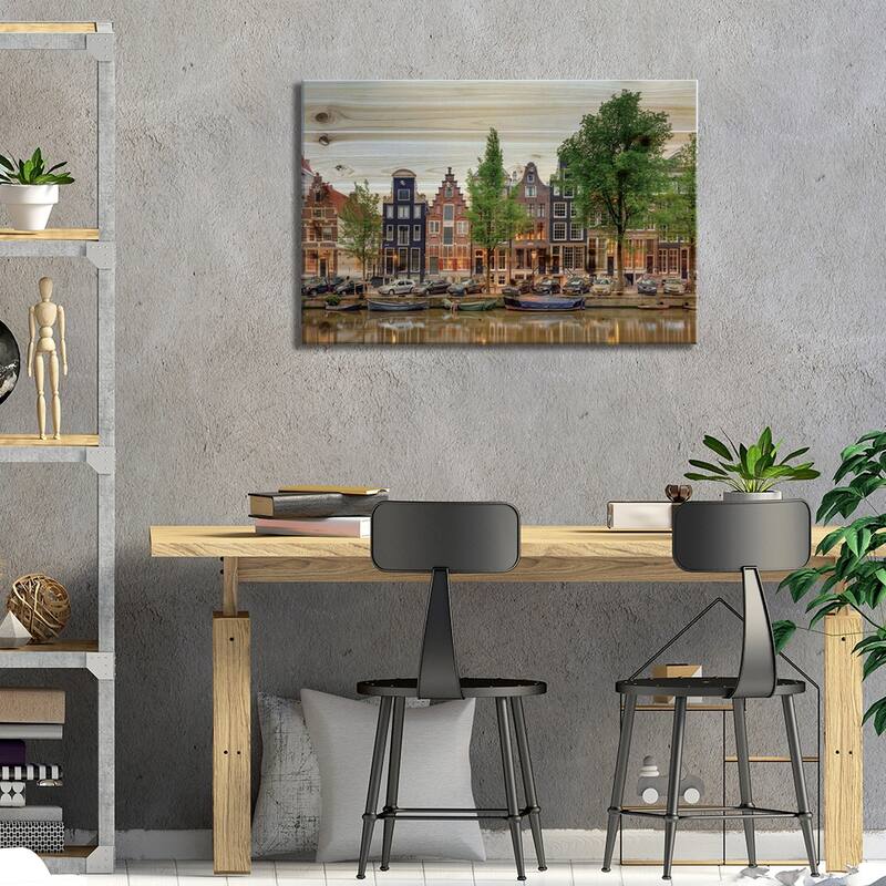 Cityscape III, Amsterdam, North Holland Province, Netherlands Print On Wood by Panoramic Images - Multi-Color