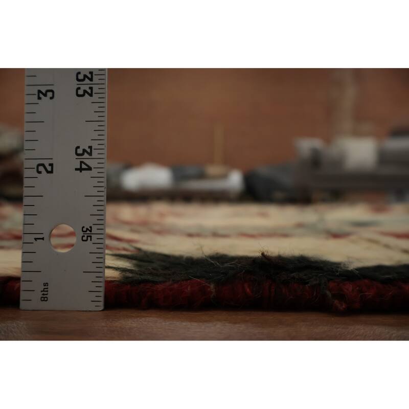 Hand Knotted Oriental 100% Wool Carpet Modern Tribal Beige & Ivories Moroccan Area Rug - 9' 2'' X 6' 0''