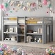preview thumbnail 2 of 7, Twin Size Kid Low Loft Bed With Two-Tier Shelves And LED Light For Grey,Kids Twin Loft Bed With Multifunction,Easy Assembly