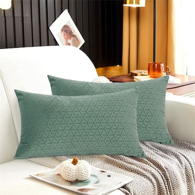 Adeco Set of 2 12"x 20" Rectangular Pillowcase Fabric Throw Pillow Covers