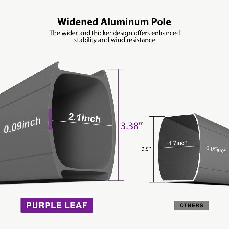 PURPLE LEAF 09x12/10x13 ft Rectangular Heavy Duty Large Offset Hanging 360°Rotation Patio Cantilever Umbrella with Base