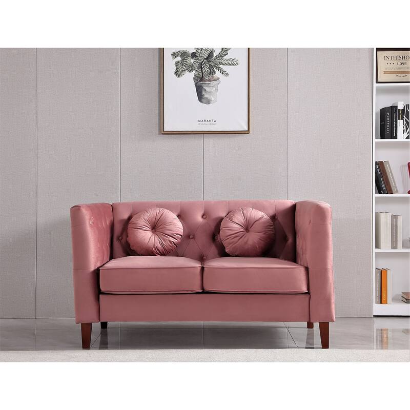 US PRIDE FURNITURE Velvet Classic Chesterfield 2 pieces Living Room Sets, Sofa and Lovesat