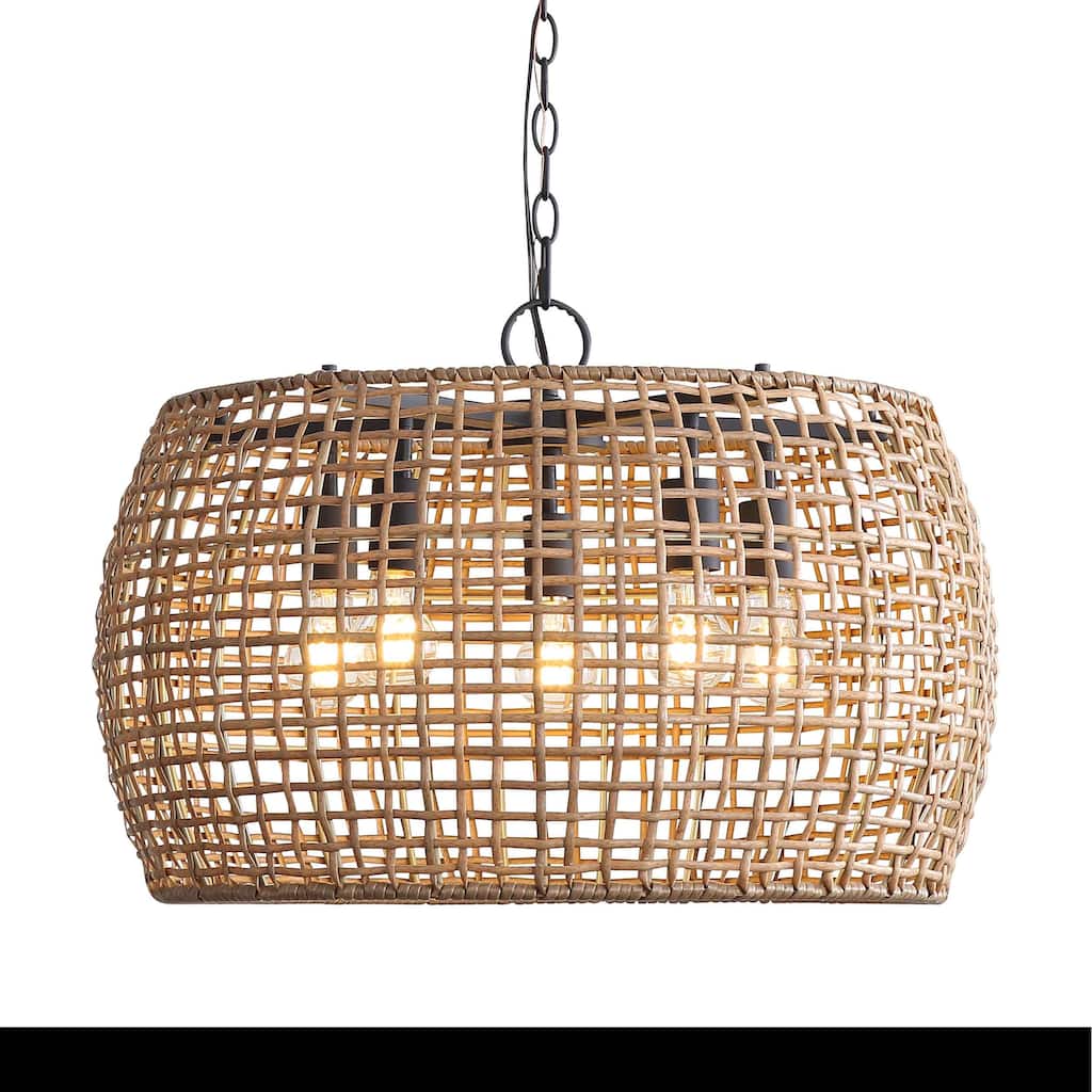 Wry Lighting Weavelight 5-light Pendant in Natural Black