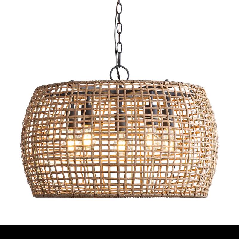 Wry Lighting Weavelight 5-light Pendant in Natural Black