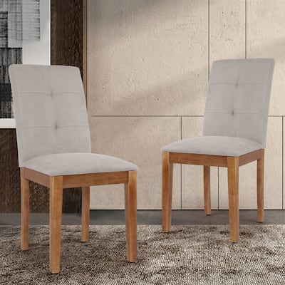 Upholstered Dining Chairs with Tufted High Back and Brushed Legs Set of 2