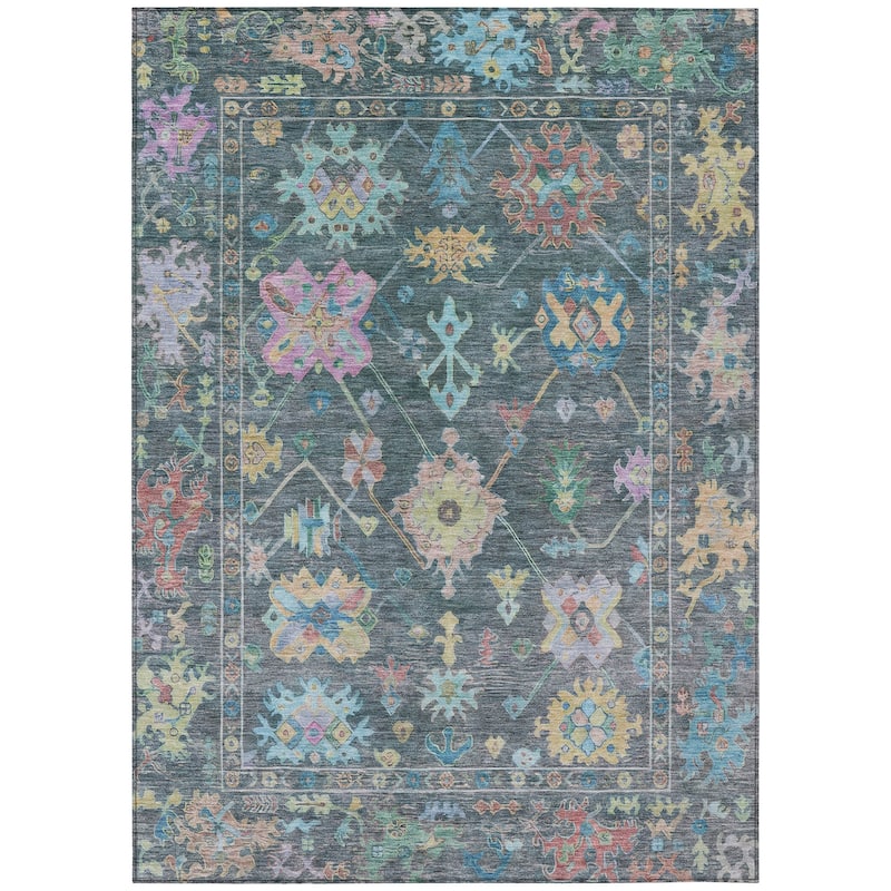 Machine Washable Indoor/ Outdoor Boho Traditional Chantille Rug