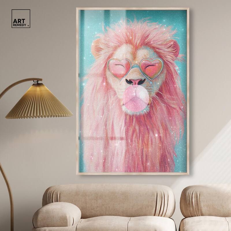 Pastel Lion Bubblegum Shadowbox by Art Remedy