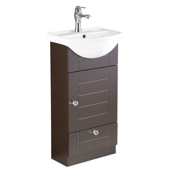 Shop Black Friday Deals On Small Single Sink Bathroom Vanity Cabinet White Brown Overstock 14041768