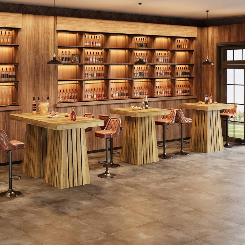 37.8 Inches Square Bar Table, Bar Height Pub Table for Kitchen, Living Room - 31.5" L x 31.5" W x 37.8" H