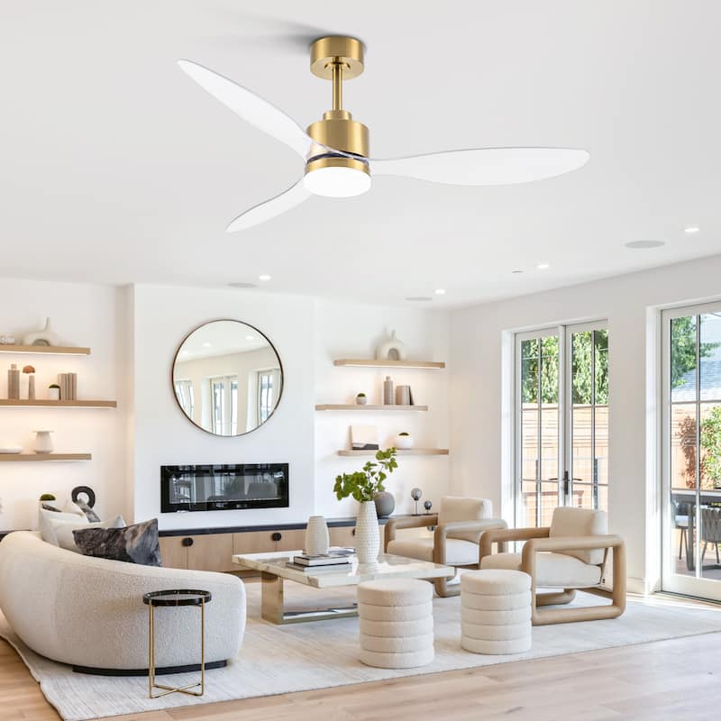 52"/42" Black/Gold LED Ceiling Fan with Lights Remote(3-Blade)