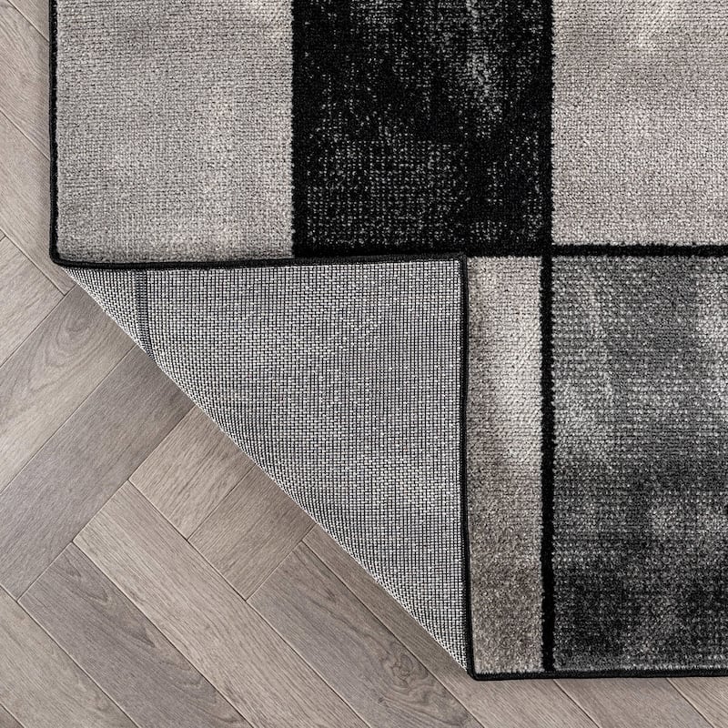 Modern Linear Area Rug for Living Room, Bedroom, or Entryway - Low Pile Indoor Rug