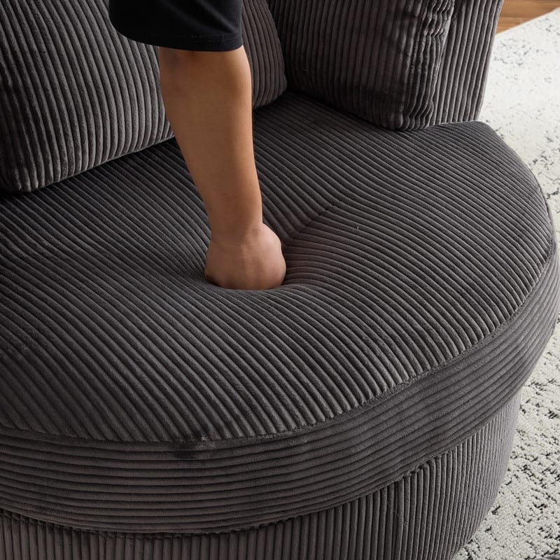 Velvet Crescent Upholstered Swivel Accent Chair