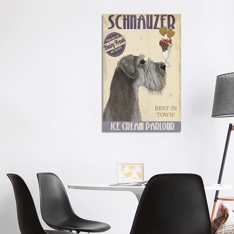 iCanvas "Schnauzer, Grey, Ice Cream" by Fab Funky Canvas Print - 40x26x1.5