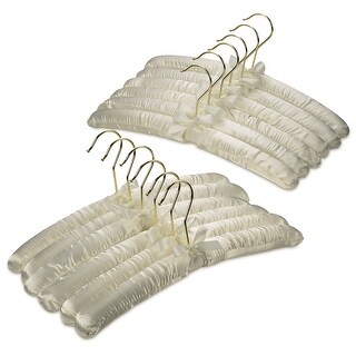 Premium Heavy Duty Thick Satin Padded Hangers Anti Slip - Ivory, Set of 12