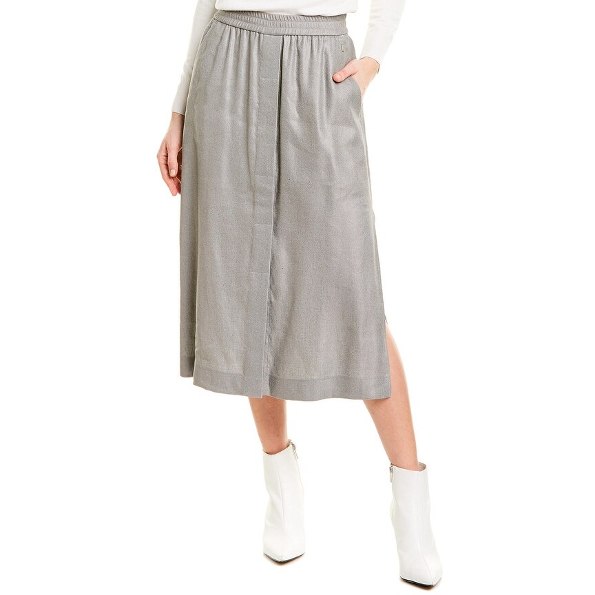linen blend midi skirt