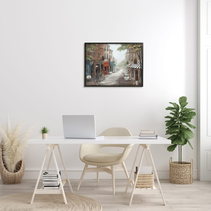 Stupell Classic European Urban Street Vintage Bistro Architecture Framed Wall Art