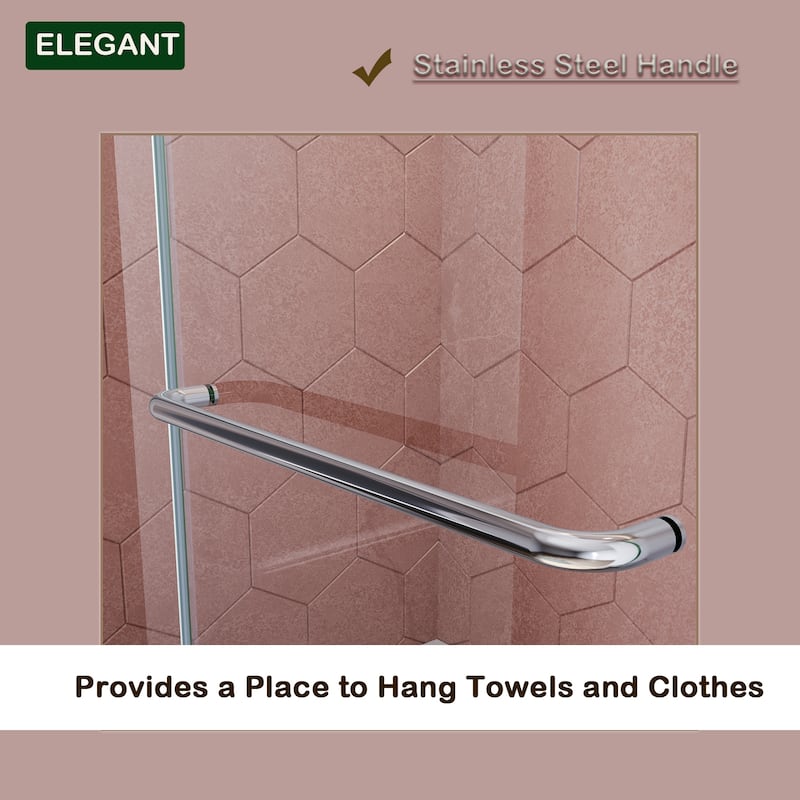 Elegant Tub Door Frameless Pivot Hinged Bathtub Glass Panel with Clear Tempered Glass Door for Bathtub