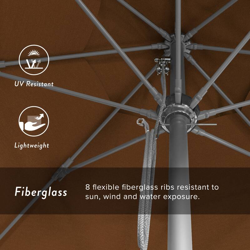 California Umbrella 11' Venture Series Patio Umbrella, Silver Aluminum Pole Fiberglass Ribs Pulley Lift Sunbrella