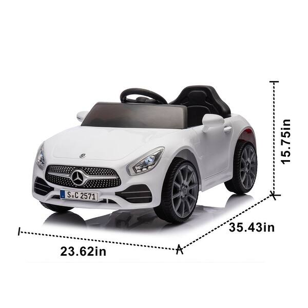 dimension image slide 2 of 4, Kids 12V Mercedes-Benz Ride-On Car with Parental Remote Control, USB, Bluetooth, Adjustable Speeds, Ages 2-4