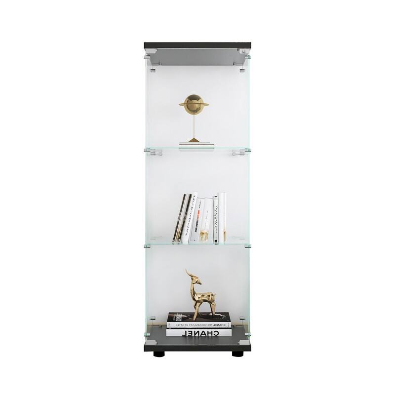 Modern Glass Curio Display Kitchen Cabinet File Cabinet with 3 Shelves