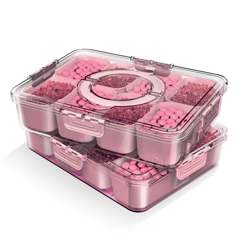 COOK WITH COLOR Snackle Box for Kids Lunch Box and Snack Container - 2 PK - Pink