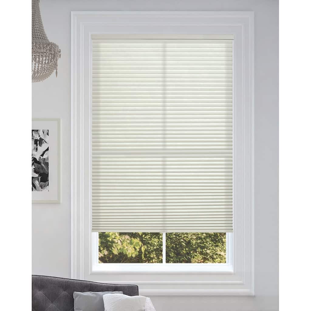 BlindsAvenue Cordless Light Filtering Cellular Honeycomb Shade, 9/16" Single Cell, Winter White