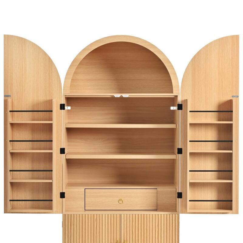 Arched 72" Tall Kitchen Pantry Cabinet with 8 Door Shelves and 3 Adjustable Shelves for Kitchen Storage Solutions