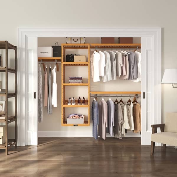 John Louis Home Solid Wood Walk-In Closet System Honey Maple - Bed Bath ...