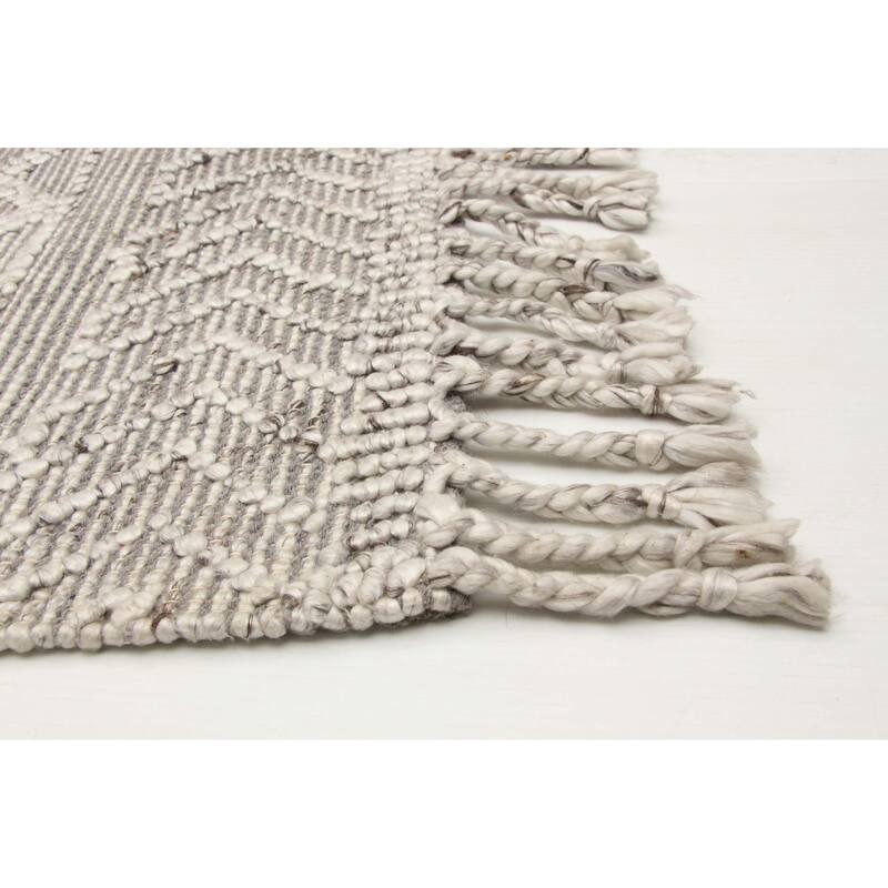 ECARPETGALLERY Braid weave Sienna Grey Wool Rug - 5'3 x 7'8