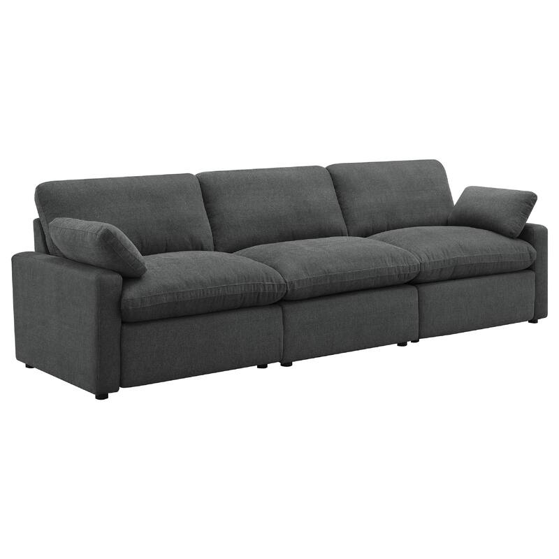 Biny Modular Power Reclining Sofa, 2 Pillows, Dark Gray, 124 Inch