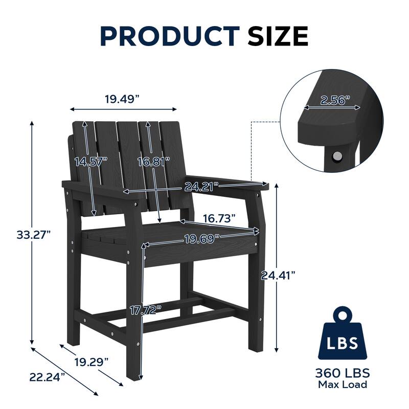 Plastic HDPE Indoor & Outdoor Dining Chair with 19.69in Wide Seat - N/A