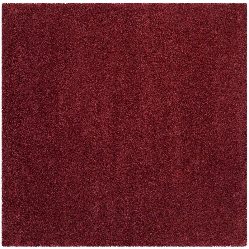 SAFAVIEH Santa Monica Shag Einara 2-inch Thick Area Rug - 6'7" Square - Maroon - Square