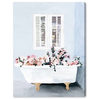 Floral Tub, Flowers in elegant bathtub Traditional Pink Canvas Wall Art ...