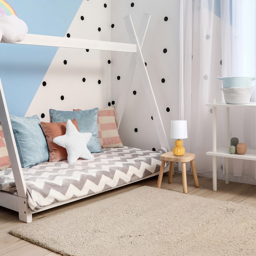 Double Gourd Ceramic Table Lamp with Tapered Shade - 12.5" - Yellow