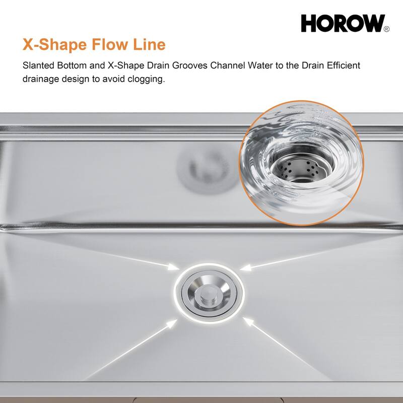 HOROW 32 in 16-Gauge Undermount Single Bowl Stainless Steel Kitchen Sink with Accessories