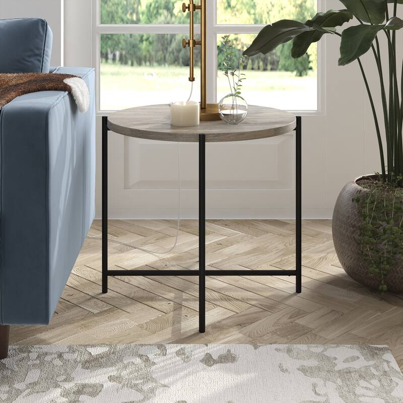 Loretta 23.63" Wide Round Side Table with MDF Top