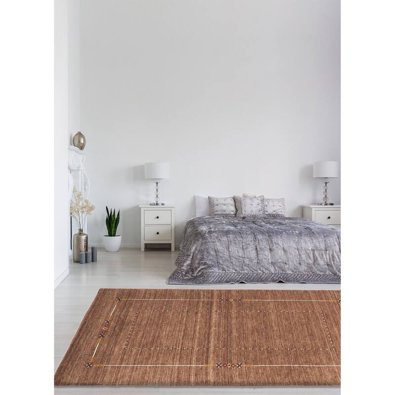 ECARPETGALLERY Hand Loomed Kashkuli Gabbeh Brown Wool Rug - 4'9 x 7'11