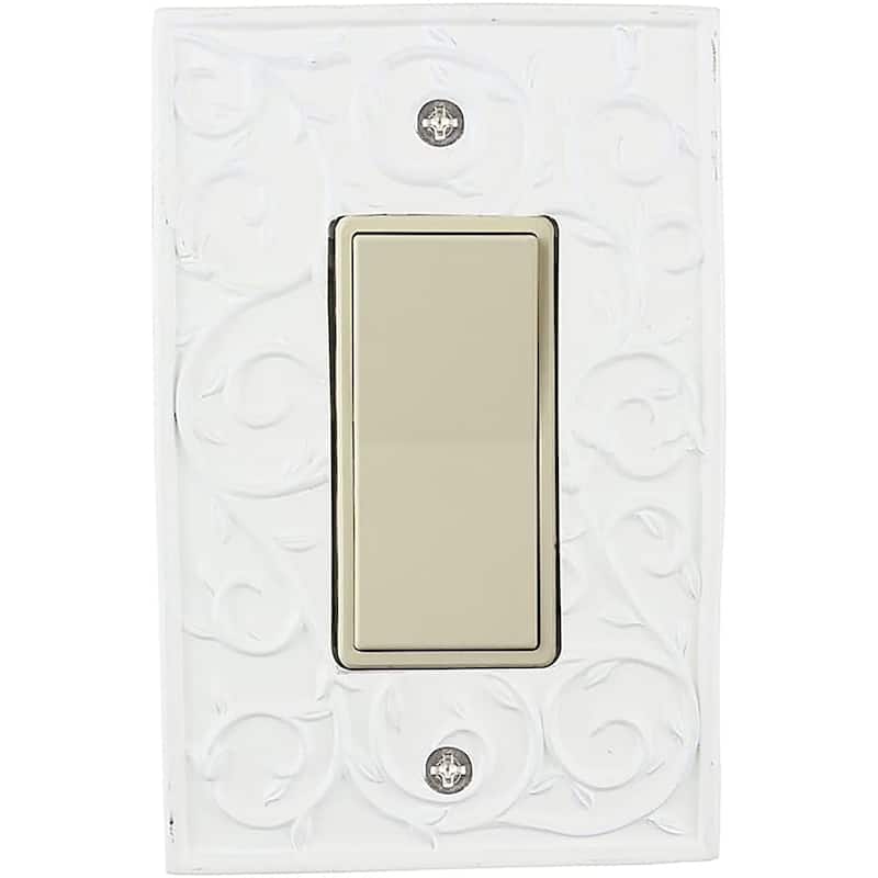 Meriville French Scroll 1 Rocker Wallplate, Single Switch Electrical Cover Plate - Off White