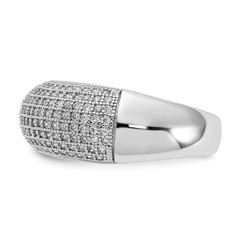 Curata 925 Sterling Silver and CZ Cubic Zirconia Simulated Diamond Fancy Polished Ring