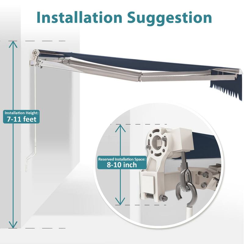 MCombo10x8Feet Manual Retractable Patio Door Window Awning Sunshade Shelter Outdoor Canopy