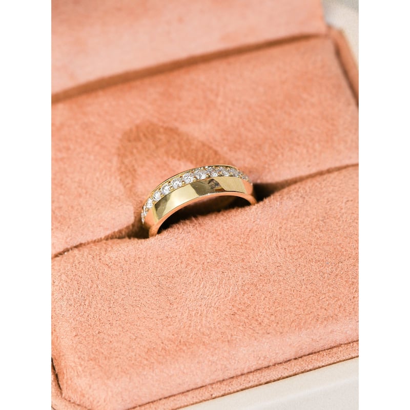 Kobelli 0.50 Carats Lab Grown Diamond Solid 14k Gold Wide Cigar Band Nico Ring