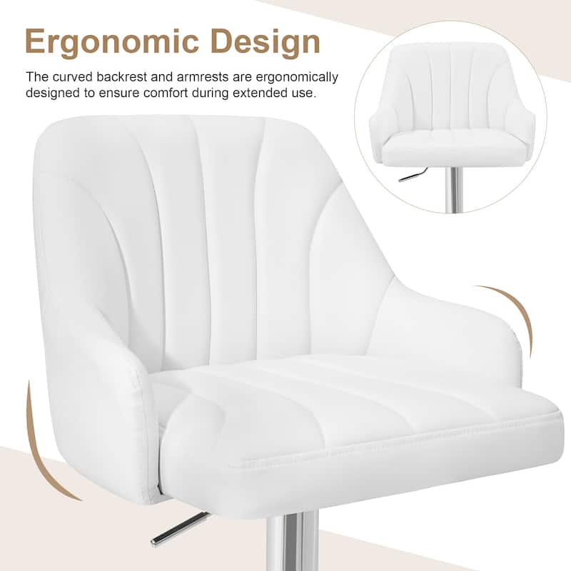 VECELO Adjustable Swivel Modern Bar Stool with Back Barstools Set of 2/ Barstools Set of 4