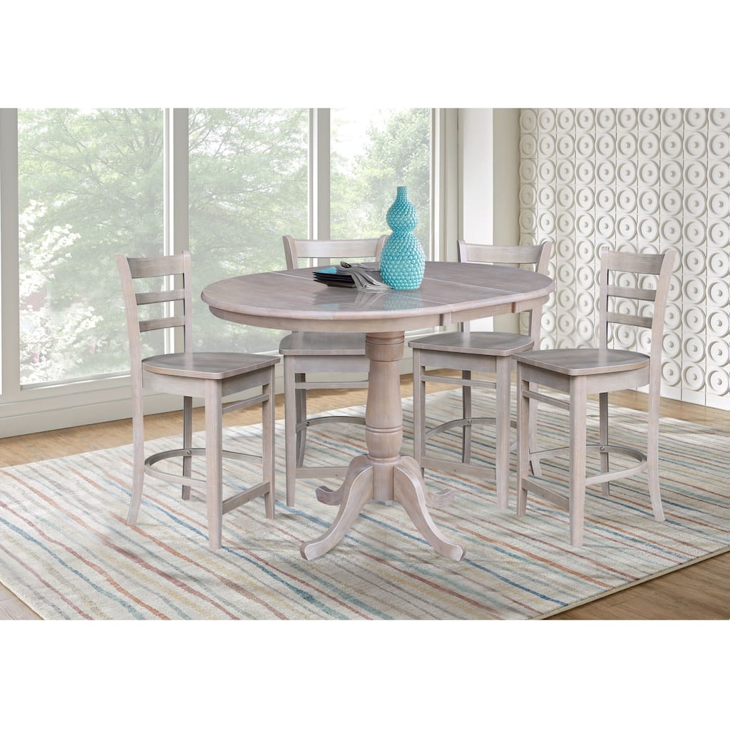 36" Round Extension Dining Table with 4 Stools - 5 Piece Set