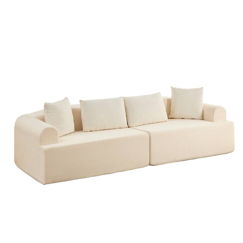 104" Curved Modular Sectional Sofa in Chenille Fabric Modern Minimalist Design Compressed No Assembly Required