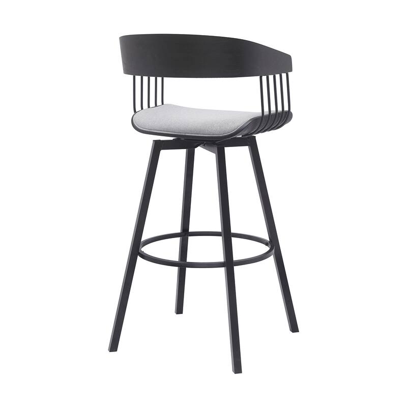 Athena Wood and Metal Upholstered Bar or Counter Swivel Stool